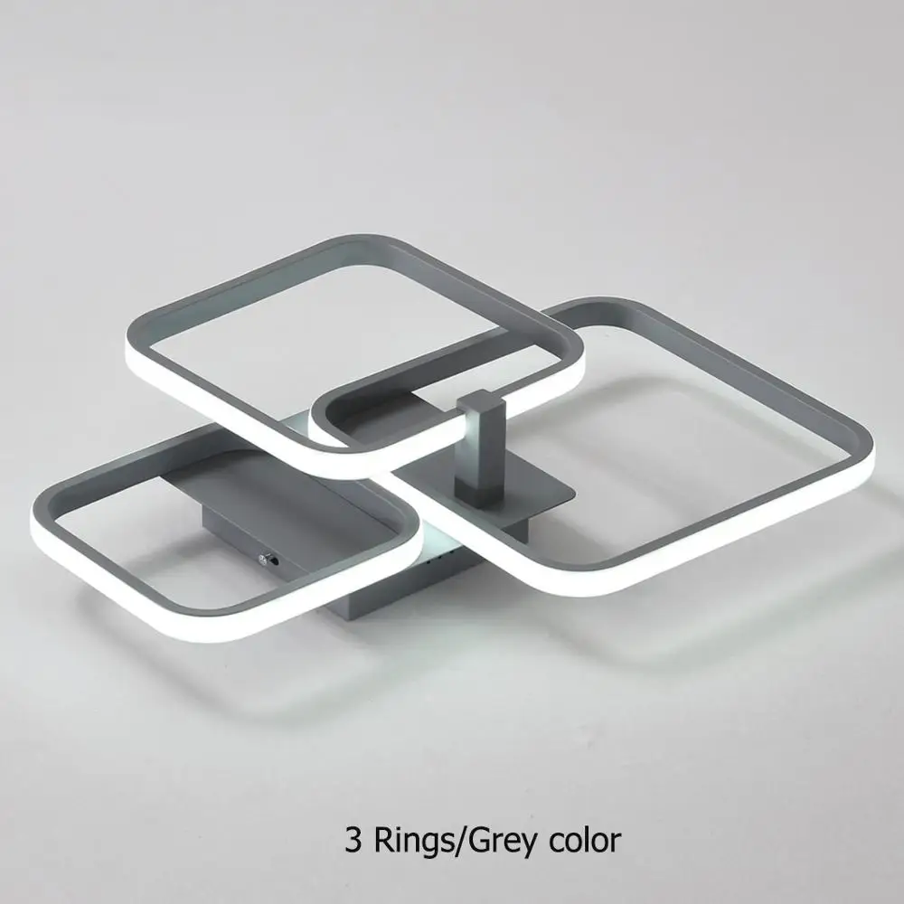 3 rings grey Белая/серая рамка Современные светодиодные люстры потолочные для гостиной ledlamp столовая спальня кухня современная люстра освещение - Цвет абажура: 3 rings grey