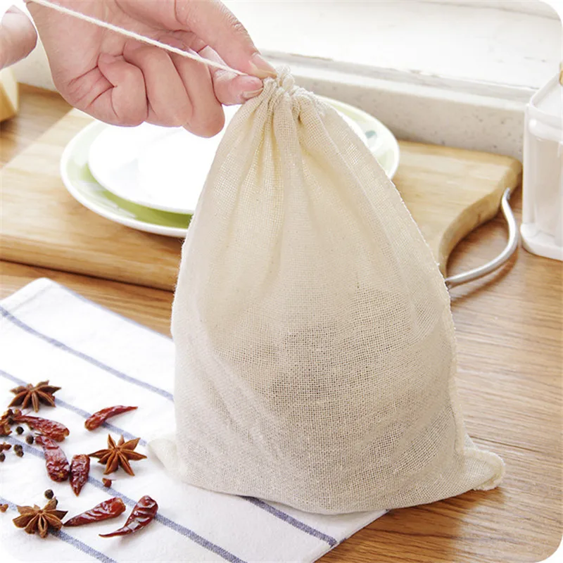26cmX20cm Mesh Bag Cotton Linen Reusable Food Filter for Nut Milk Bean Fish Soup