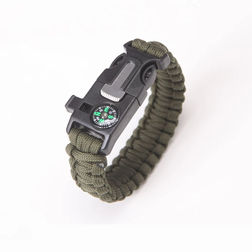 Army Green Безопасность выживания Паракорд Браслет свистки Многофункциональный Аварийный Паракорд Браслет Компас Свисток парашют без кремня - Цвет: Army Green