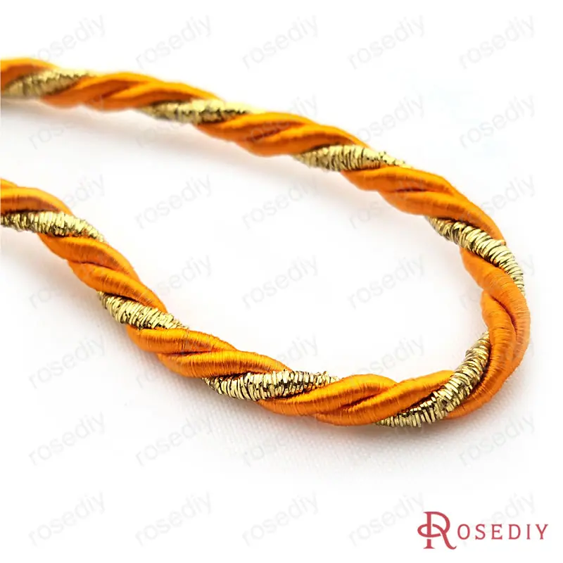 2 Orange 1 Gold 5 м диаметр 5 мм 8 мм сатин полиэстер три нити витых шнуров Веревка Diy фурнитура Аксессуары(FP1009 - Цвет: 2 Orange 1 Gold