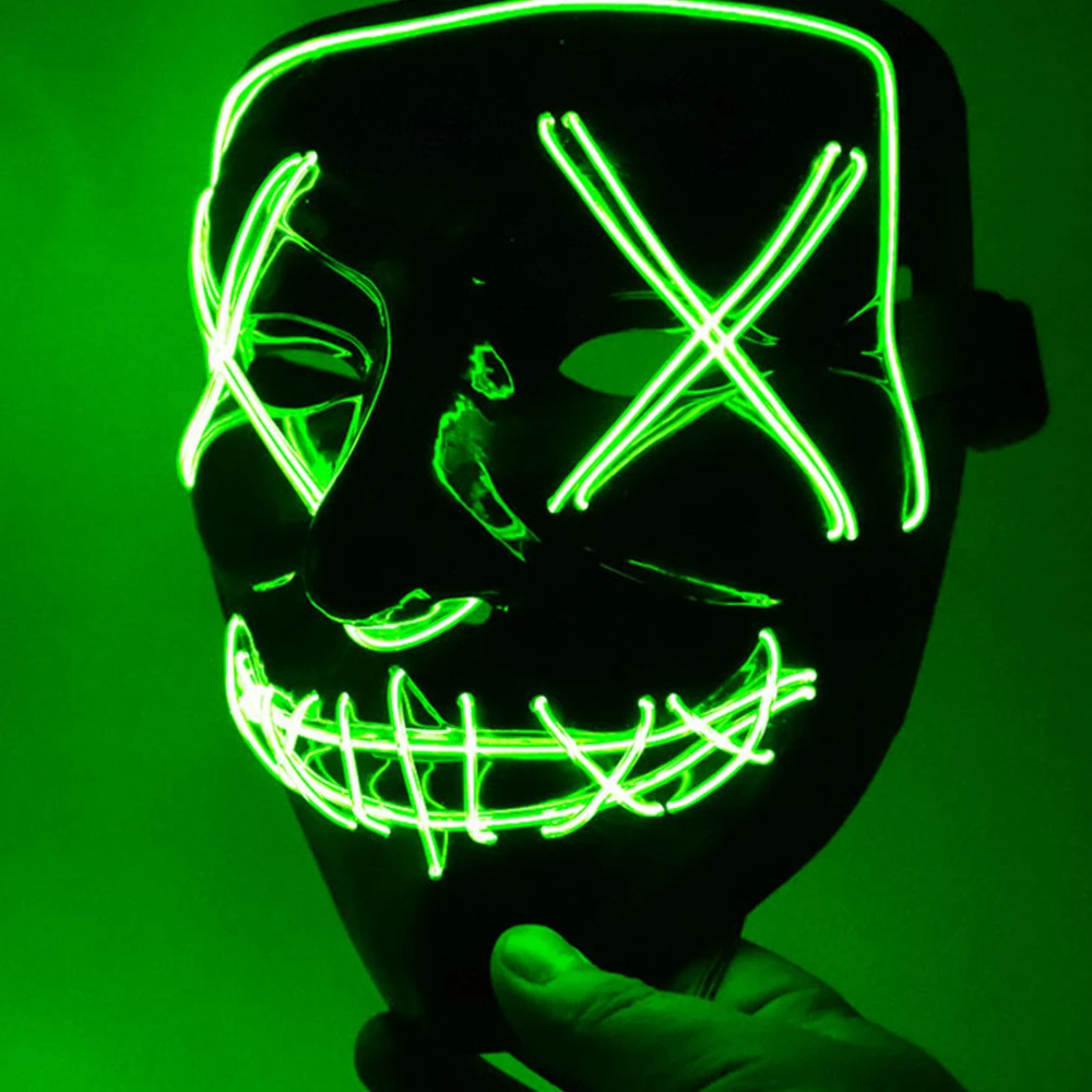 Страшный светодиодный маскарадный светильник для костюмированной вечеринки на Хэллоуин, 4 цвета, мигающий светодиодный маскарадный декор, вечерние и Новогодние маски