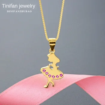 

Simple Gold Zircon Necklace S925 Sterling Silver Diamond Set Girl's Sweet Clavicle Chain Jewelry