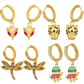 

ZHUKOU one pair of 14x31mm fashion charm fox butterfly animal earrings for ladies earrings jewelry model: VE67