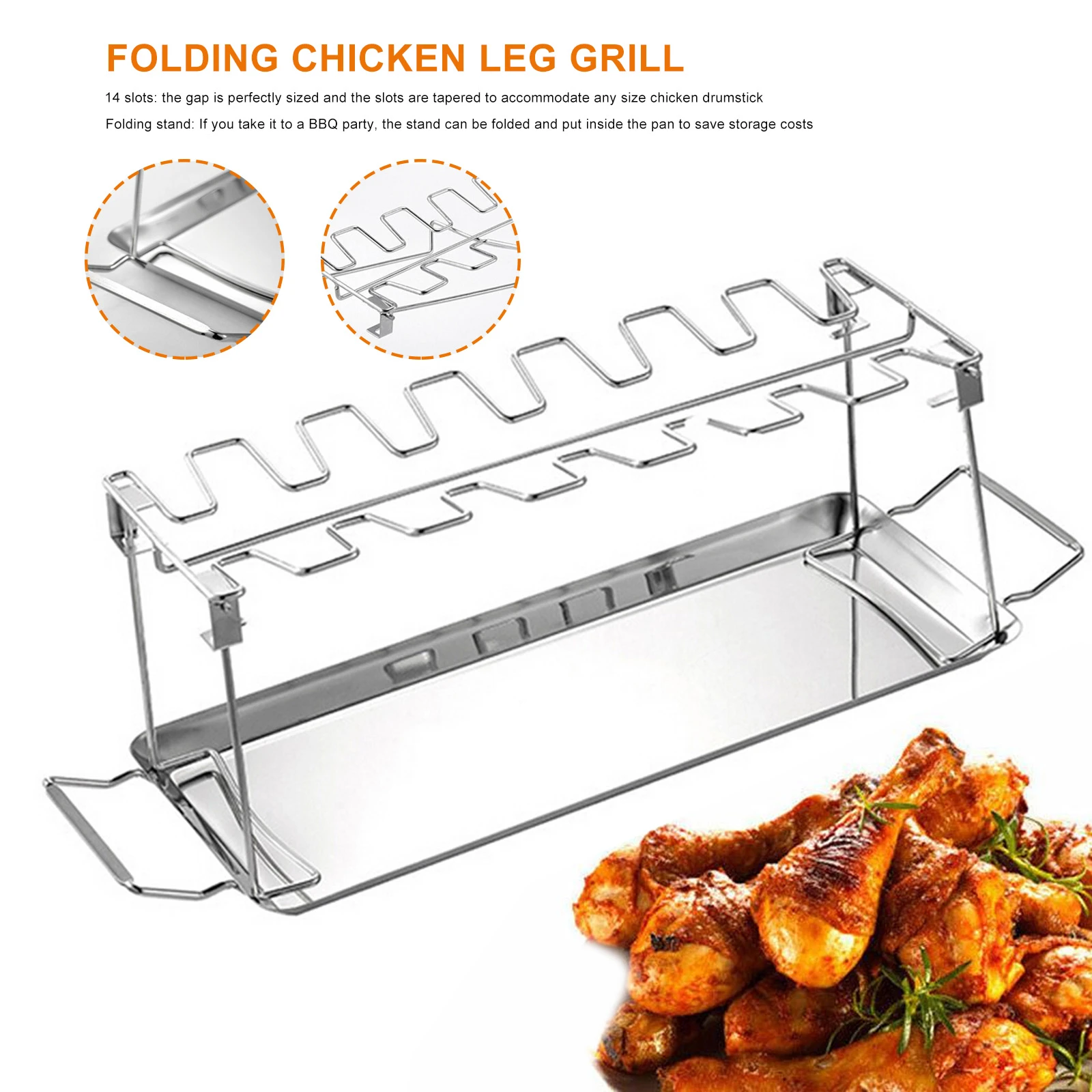 Roast Chicken Wing Leg Rack Stainless Steel Bbq Grill Outdoor Party