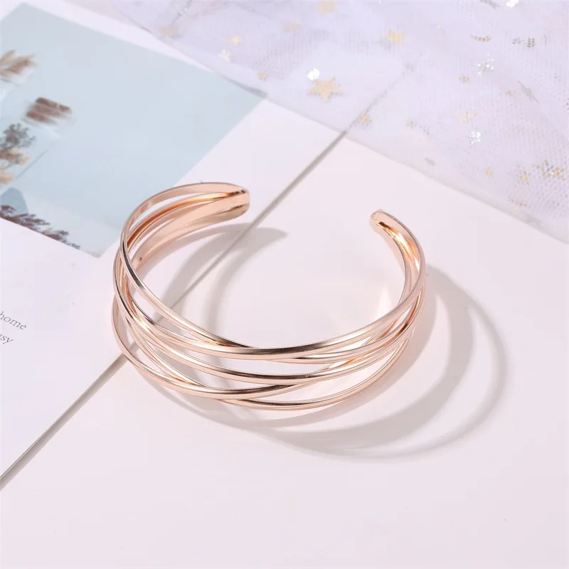 New Fashion Gold Silver Color Geometric Adjustable Open Cuff Bangles Bracelets for Women Hollow Indian Jewelry
