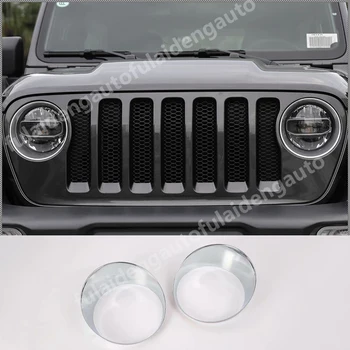 

2pcs For Jeep Wrangler JL 2018 2019 Carbon fiber ABS Chrome Front Headlight Lamp decorative frame Cover Trim Car styling