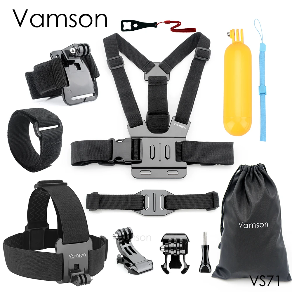 Vamson Accessories for Gopro Hero 9 8 7 6 Head Strap Chest Strap Helmet Belt Floaty Bobber Wrist Band for SJ4000 for Yi 4K VS71
