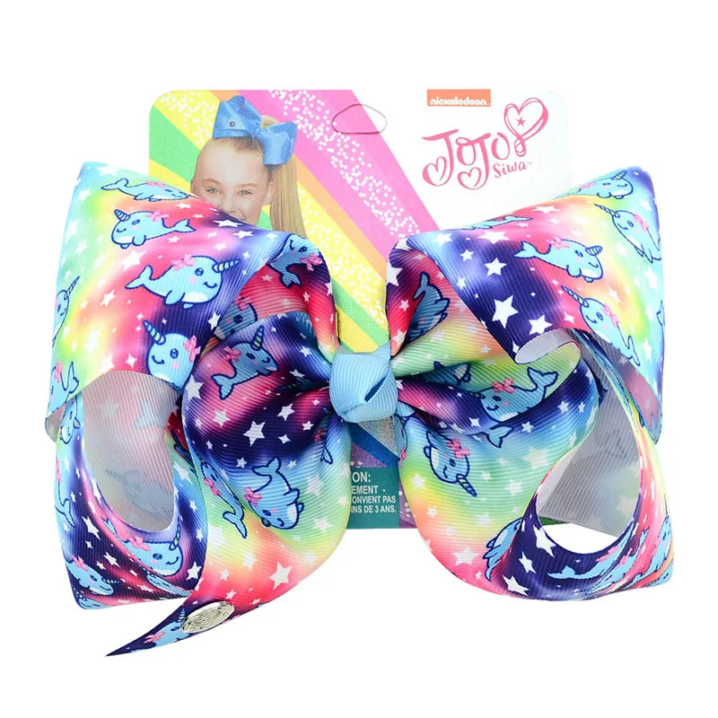 8 дюймов Jojo Siwa банты с зажимом для волос для девочек заколки для волос единорог мультфильм ручной работы шпилька звезда заколки Милые Пончики аксессуары для волос - Цвет: 18