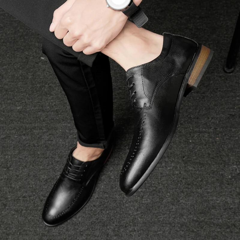 Классические Мужские модельные туфли из коровьей кожи в деловом стиле; модные элегантные официальные свадебные туфли; мужские офисные туфли-оксфорды без шнуровки для мужчин