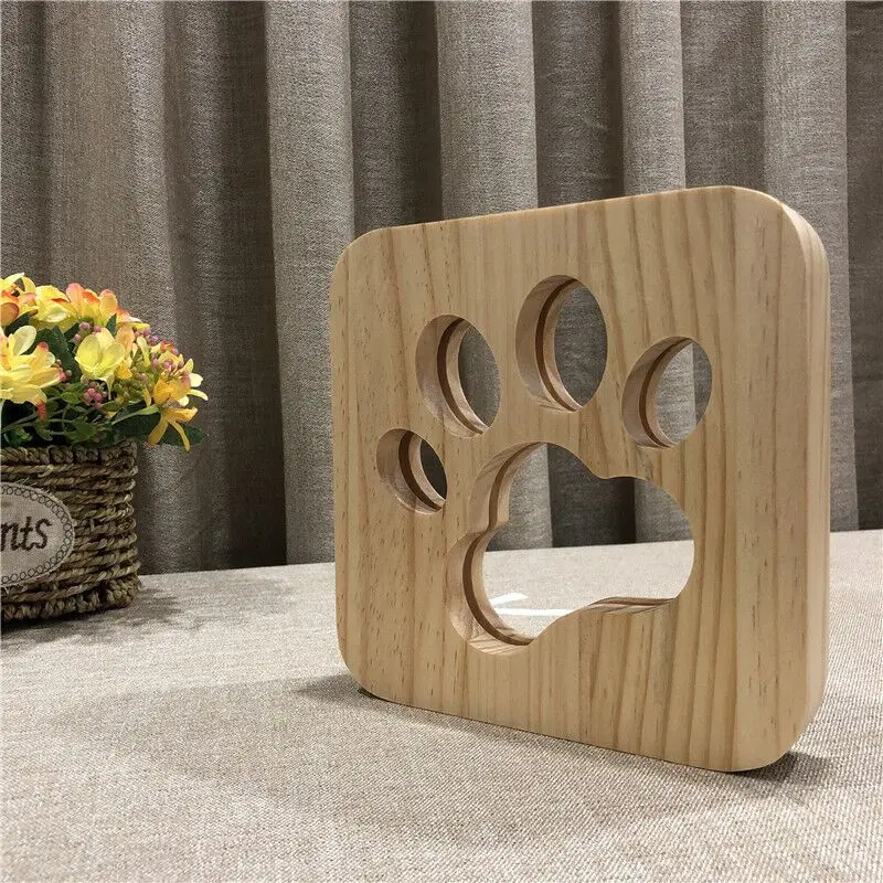 Pata de Gato Light com o Mesmo Pata do Cão Escultura em Madeira Nova Night Estilo Maciça Oco Crianças Festa Decoração Criativa Candeeiro Mesa Led 3d 2 com o mesmo estilo pata do cão