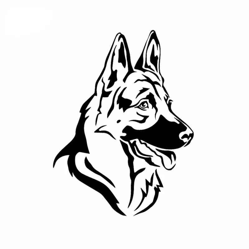 

CTCM c24-1332yjzt cartoon vinyl German Shepherd pet head animal decoration black / silver waterproof sticker 16cm-12cm