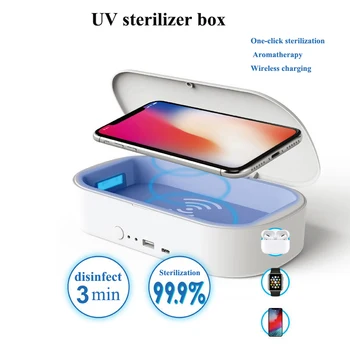 

UV Sterlizer Box Mobile Phone UV Light Sterlizer Cleaning Box Cellphone Wireless Charger Aroma Diffuser Portable UV Lamp Case
