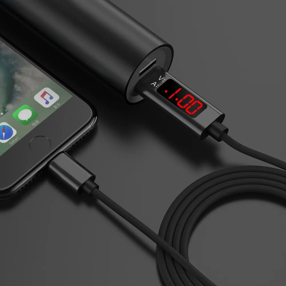 Кабель Micro USB type C для быстрой зарядки, кабель USB C для xiaomi, huawei, samsung, iphone, светодиодный кабель для мобильного телефона с цифровым дисплеем