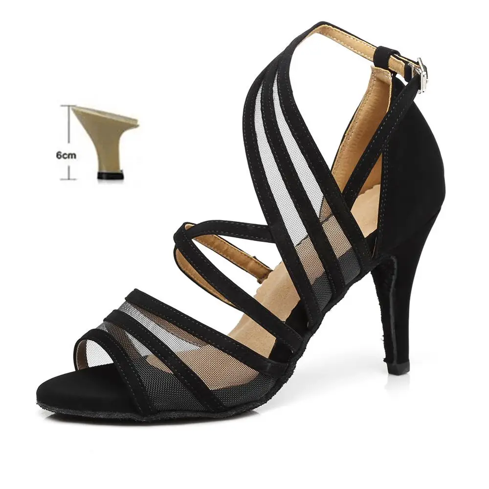 Black1 6cm New women's girls ladys Latin Dance Shoes Ballroom indoor tango salsa Dancing Shoes high heel wholesale Hot sale - Цвет: Black1 6cm