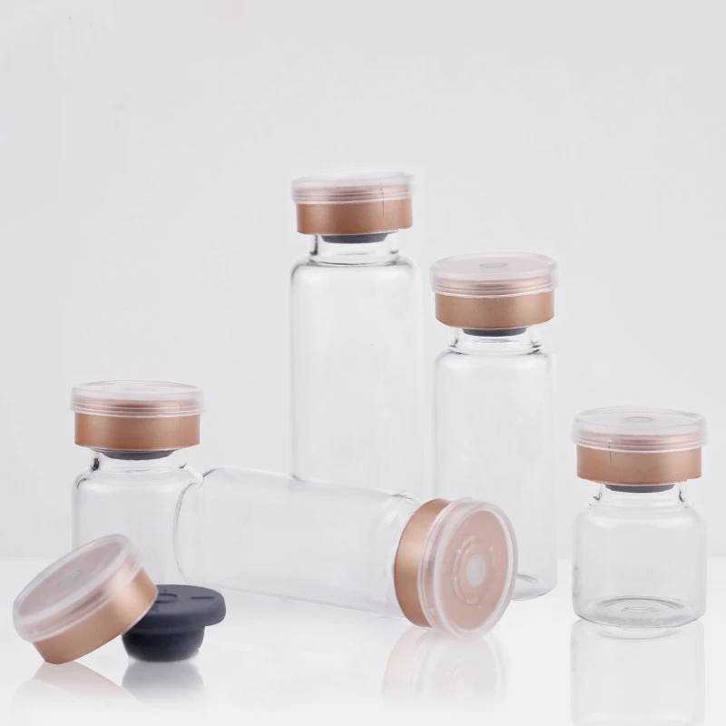 

100pc/lot Penicillin Bottle Transparent 3ml 5ml 10ml Vial for Freeze-dried Powder Container Experimental Supplies Rose Gold Lid