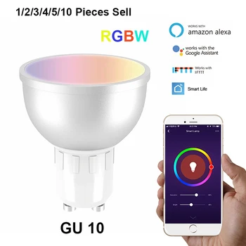 

1/2/3/4/5/10 Pieces GU10 WiFi Smart LED Bulbs RGBW 5W Lamps APP Remote Control Dimbare gloeilampen Work with Alexa/Google/IFTTT