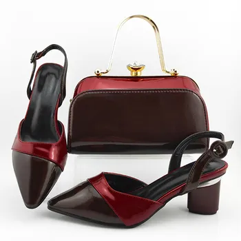 

2020 New Arrival Italian PU Leather Shoes With Matching Bags Set African High Heels Women Shoes And Bag Set For New Year Party
