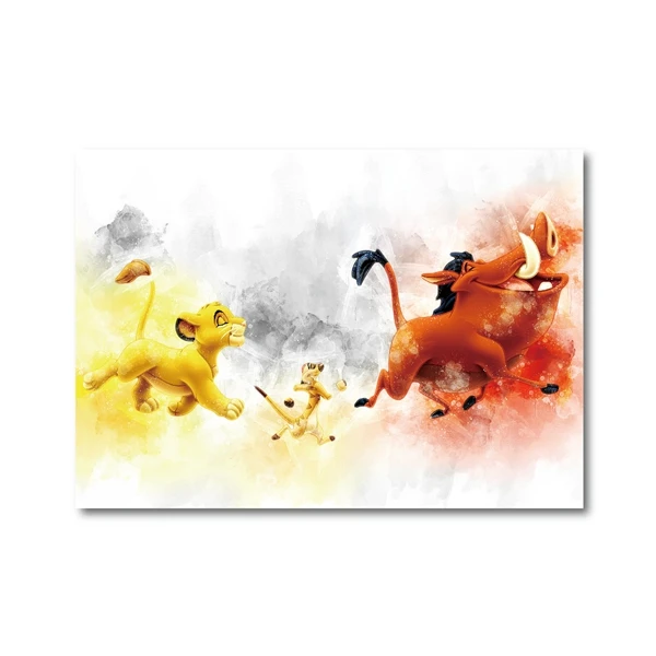 PH7062 Король Лев плакат холст печать акварель классический мультфильм Simba художественная живопись подарок Детская настенная художественная картина Детская комната Домашний декор - Цвет: PH7062