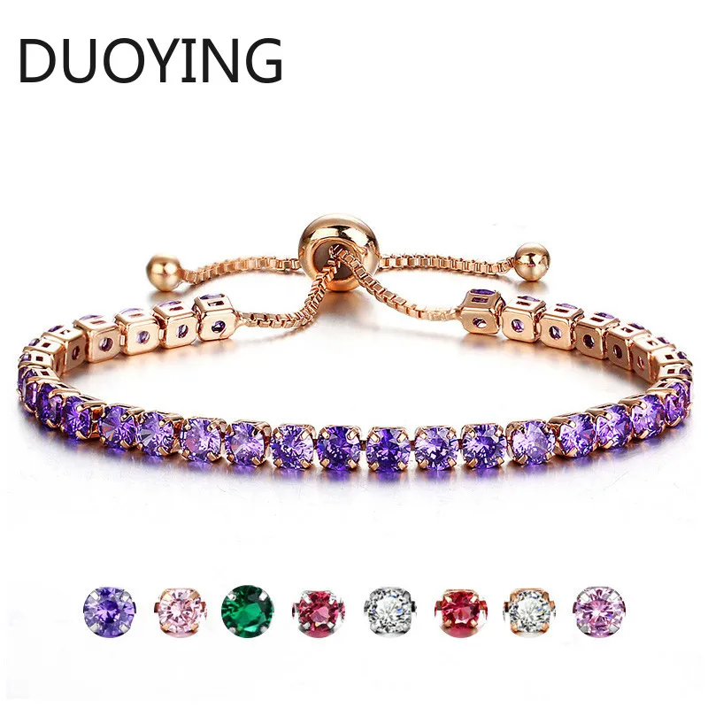 Модный Теннисный браслет с кубическим цирконием, регулируемый браслет с круглой огранки Фианит, браслеты с подвесками, Кристальный браслет, ювелирные изделия для женщин, свадебные подарки