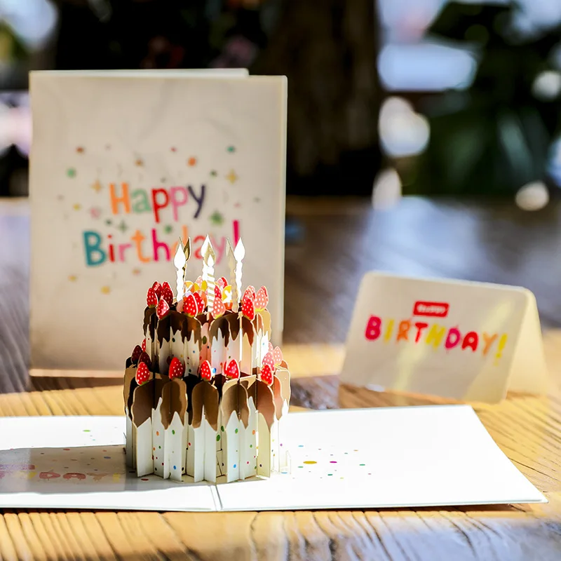  BMBY-3D Pop Up Dream Cake Greeting Card Christmas Birthday New Year Invitation - 4000297916182