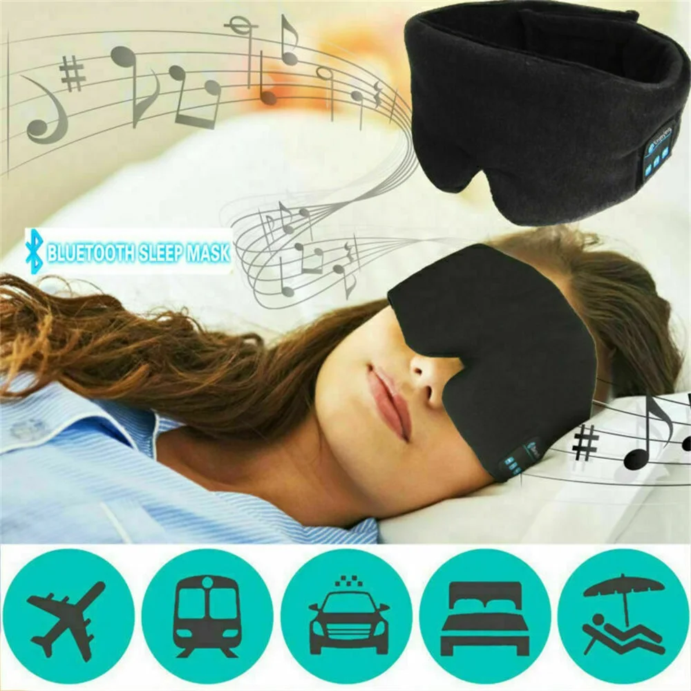 Беспроводные Bluetooth музыкальные стерео наушники с микрофоном смарт маска для сна