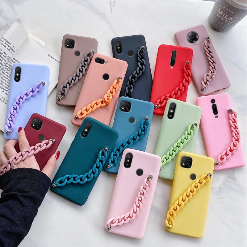 Bracelet Wriststrap Hand Band Silicone Phone Case For Xiaomi Redmi 9A 9C Nfc K20 pro Note 6 5 4x 9AT Soft Tpu Matte Cover | Мобильные