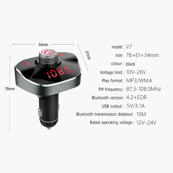Bluetooth 4,2 fm-передатчик Handsfree автомобильный комплект двойной USB зарядное устройство аудио приемник музыкальный плеер JHP-лучший