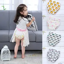 Подгузники 4 шт. Хлопок Моющиеся ткань мультфильм новорожденный горшок тренировочные брюки