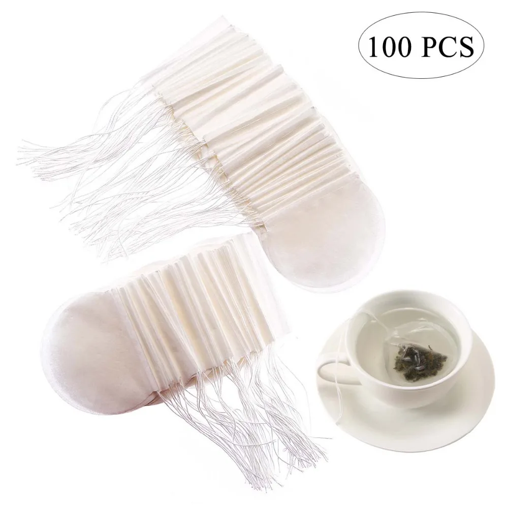 100 шт. чайный пакетик круглый натуральный фильтр бумажный пустые Запаянные