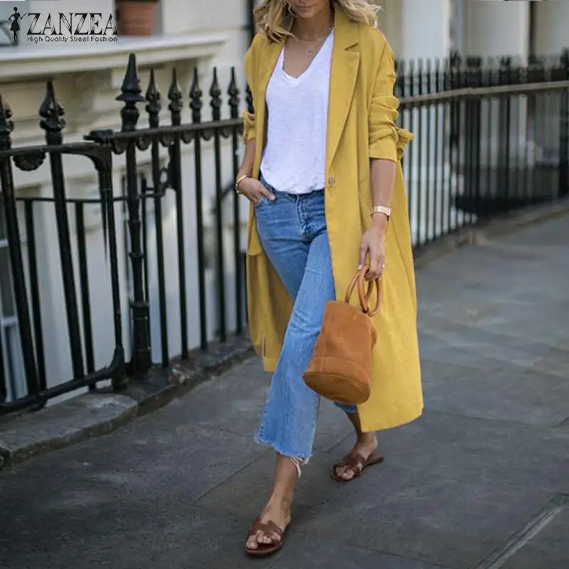 Promo  2019 Fashion Coat Women Casual Long Sleeve Cotton Jackets Turn Down Collar Cardigan Female Cotton L