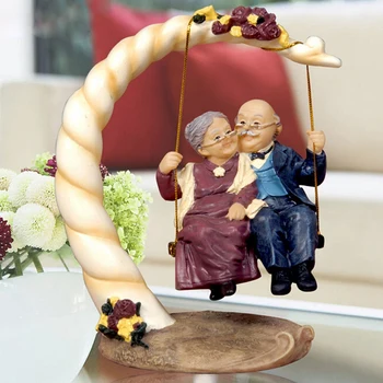 

New Resin Swing Old Man Old Lady Ornaments Desktop Crafts Cartoon Old Parents Figurine Home Decor Accessories Wedding Gifts Smal