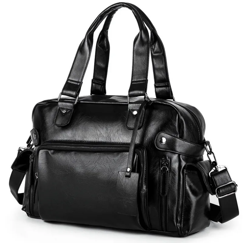 

Men'S Briefcase Messenger Shoulder Bags Weekend Duffle Bags Designer Handbags High Quality PU Leather Large Capacity Travel Bags