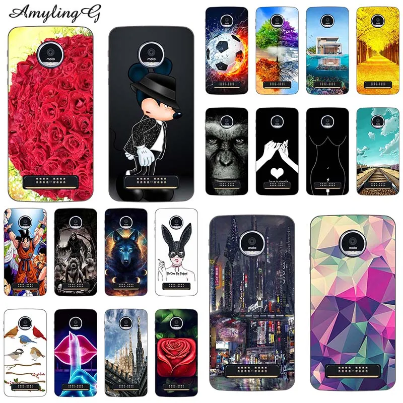Резиновый чехол для телефона Motorola Moto Z3 Play 6 01 дюйма с рисунком Z3Play Wolf Rose | Мобильные