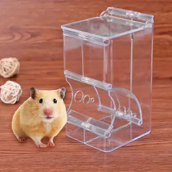 

Samll Animal Hamster Automatic Food Feeder Transparent Plastics Durable Strong Simplicity Clear Overturn Prevent Feeder