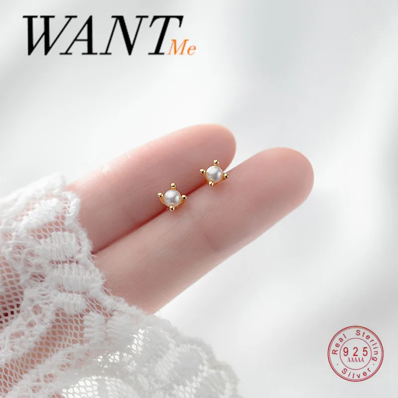 Женские серьги гвоздики в стиле барокко WANTME корейские из натурального серебра 925