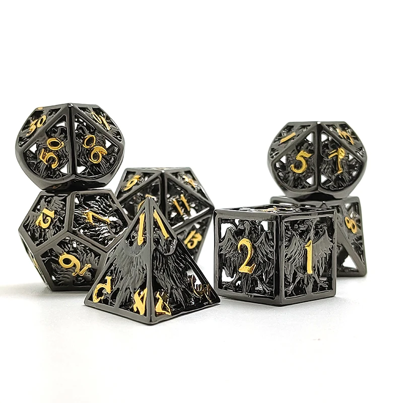 Dados huecos de aleación de Zinc y Metal, 7 Uds., juego de mesa, gran oferta, Dados, TRPG, DND, RPG, MTG, 2020