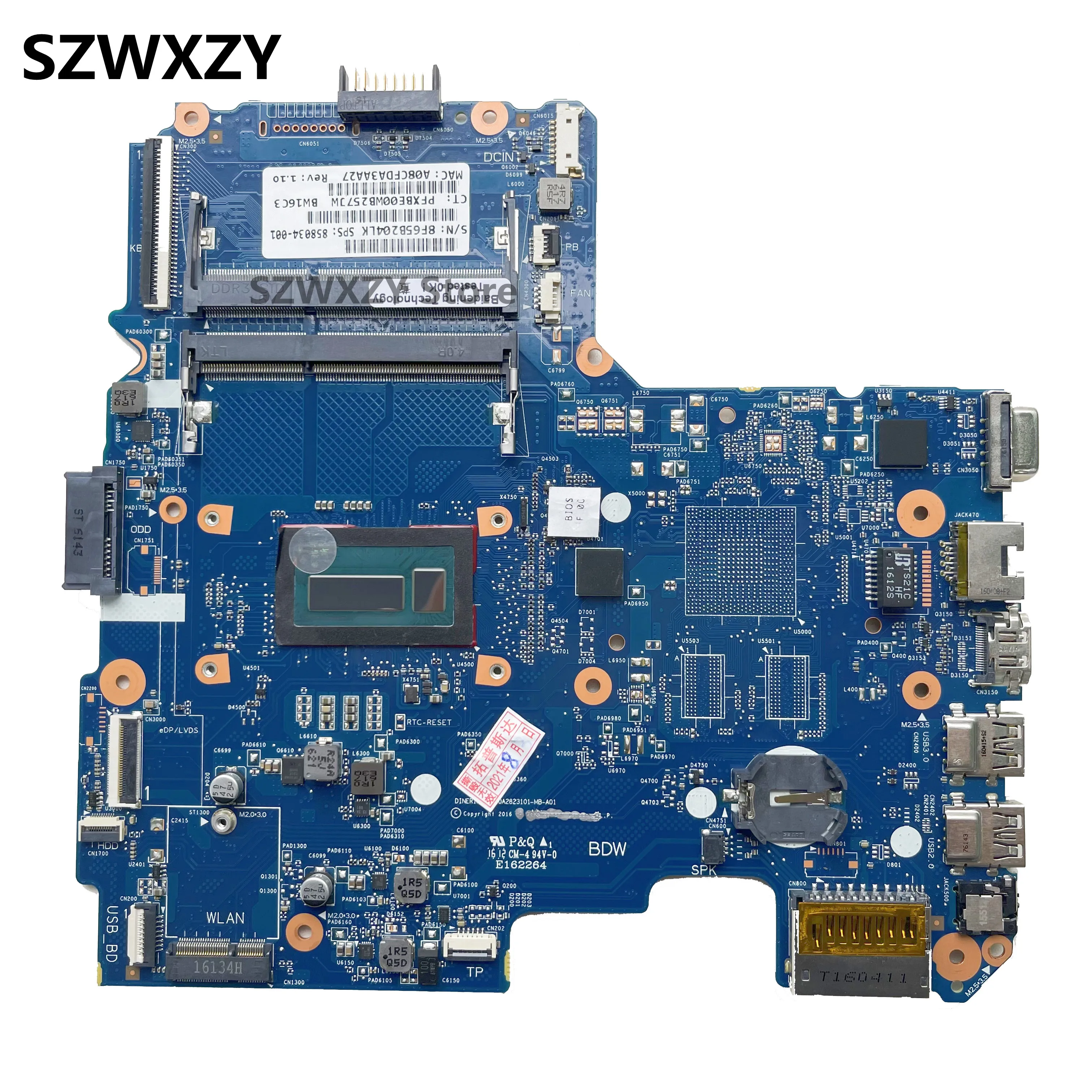 SZWXZY материнская плата для ноутбука HP серии 14-AM с процессором i3-5005u 858034-601 858034-001