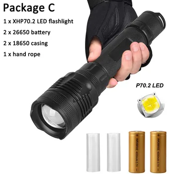

Super bright 50000 lumens xhp70.2 most powerful led flashlight outdoor Zoom xhp70 xhp50 18650 or 26650 battery flashlight