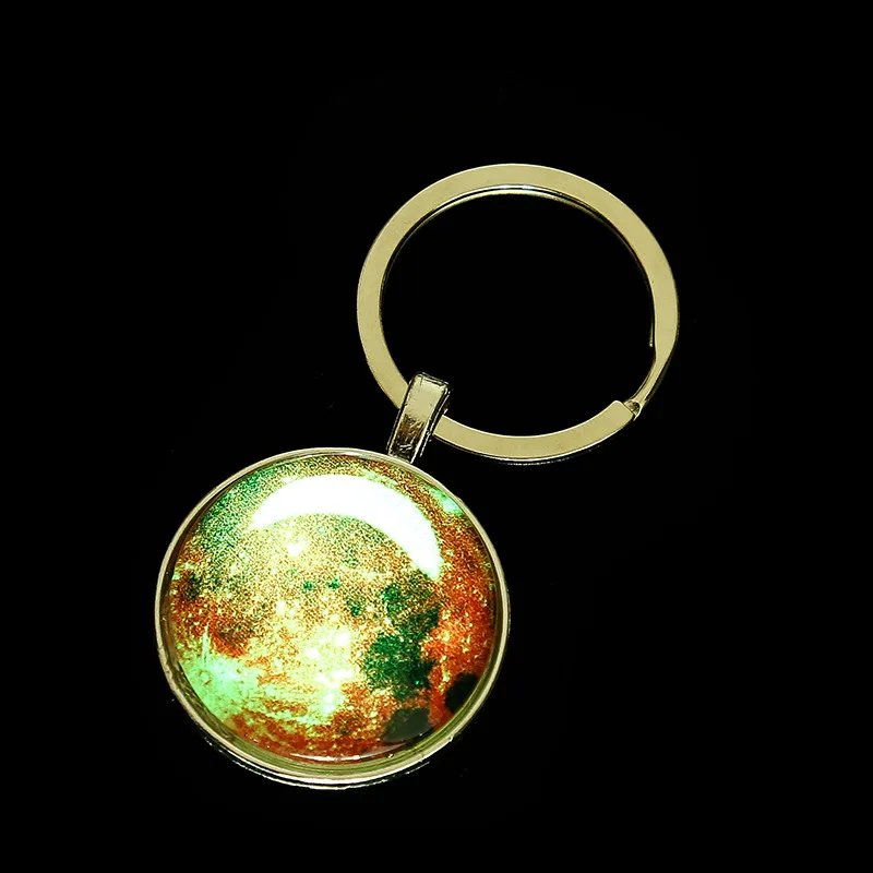 Moon Star Night Light Pendant Universe Glass Time Stone Blessed Virgin Mary Maria Christmas Tree Keychain