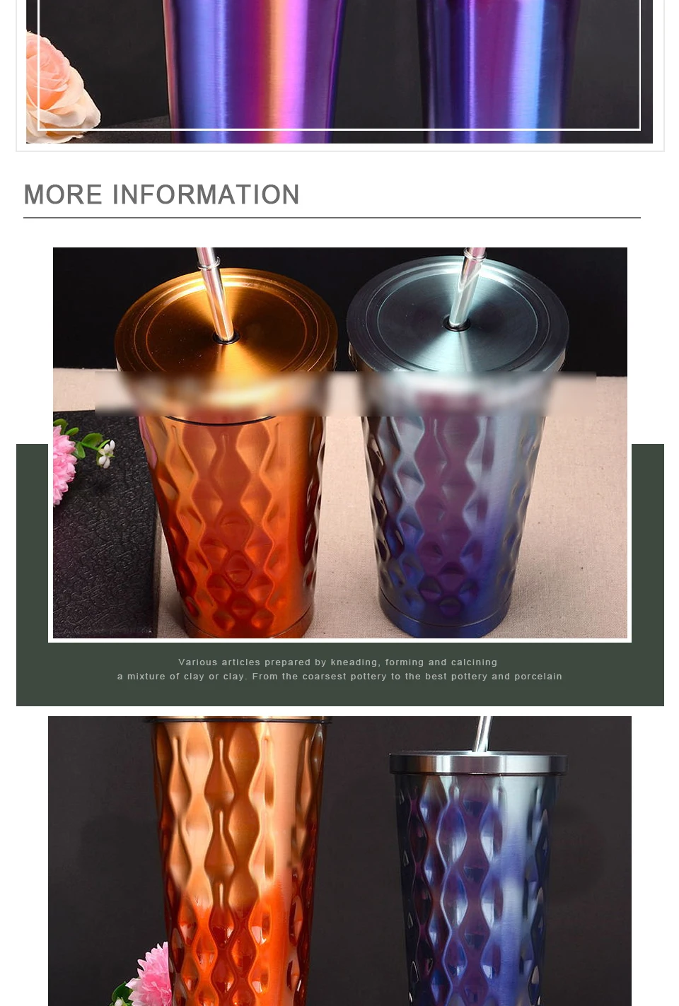 Рифленая нержавеющая сталь кружка с ремнем постепенное изменение цвета чая с чашка для кофе с молоком Автомобильная Вакуумная чашка богиня ледяные кормушки-поилки подарок
