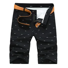 Летние мужские шорты, качественные хлопковые короткие штаны с принтом рыбьей кости, повседневные официальные шорты Бермуды, мужские бермуды размера плюс 28-40