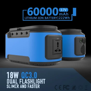 

60000mAh Solar Power Generator Portable Solar Generator LED Lighting System With DC AC USB Solar Panel Battery Charger