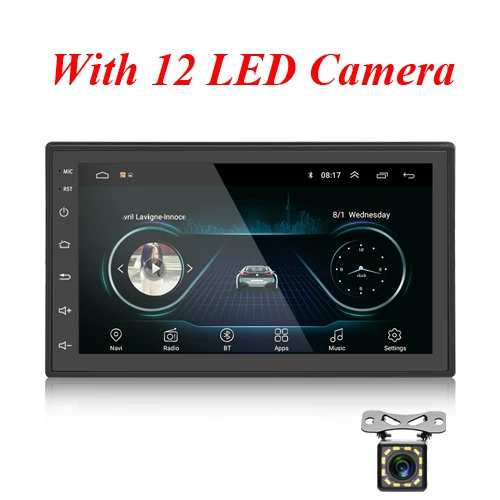 With 12 LED Camera Podofo 2.5D Android GPS автомобильный радиоприёмник мультимедийный плеер 7 ''Авторадио с сенсорным экраном Bluetooth FM wifi AUX Стерео усилитель - Цвет: With 12 LED Camera