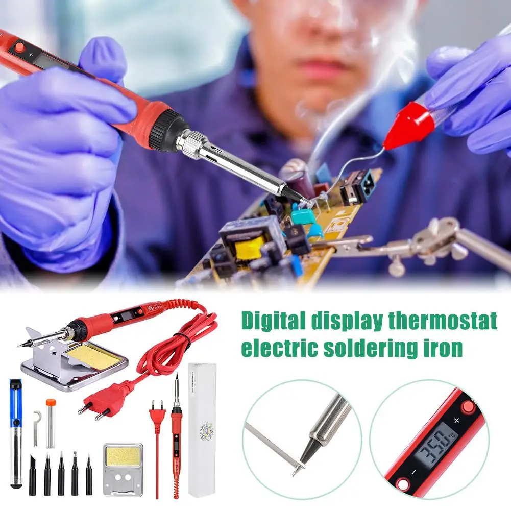 High Quality EU Electric Soldering Iron Kit 80W Digital Display Adjustable Temperature Welding Soldering Iron Tools