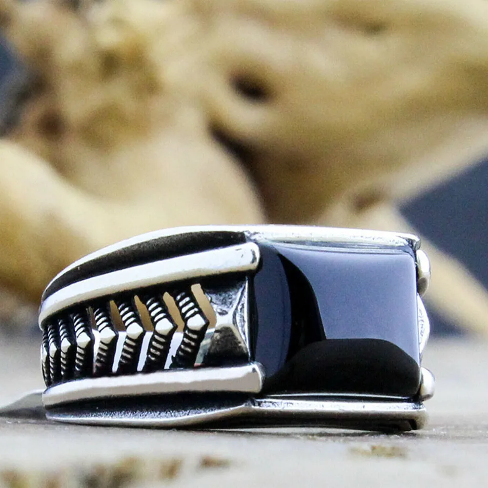 Vintage Punk Big Black Zircon Stone Rings for Men Women Gothic Octopus Scorpion Animals Punk Party Bike Jewelry Turkey Jewelry