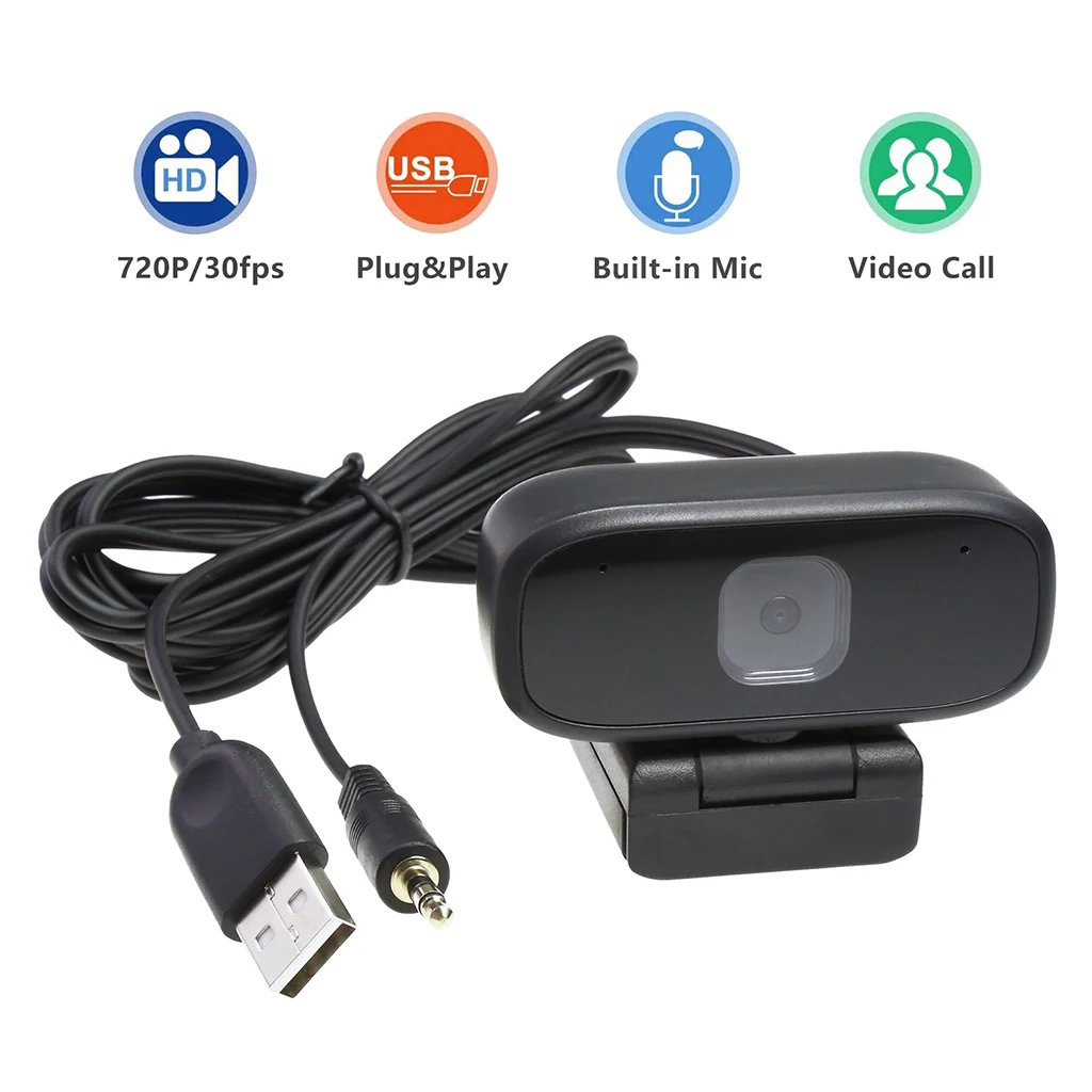 Live Streaming USB Webcam 720P 30 Web Clear Video Web Cam with Mic for PC Laptop Desktop Notebook