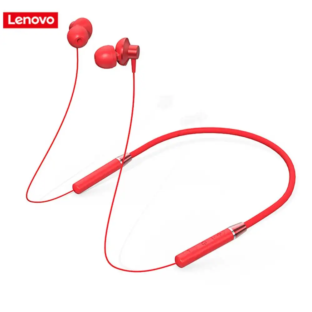 Lenovo беспроводные Bluetooth наушники, магнитные спортивные наушники для бега IPX5, водонепроницаемые спортивные наушники с шумоподавлением - Цвет: Красный