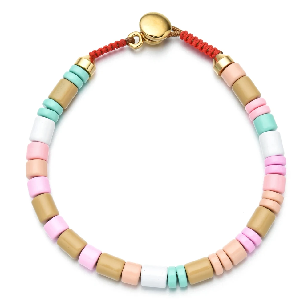 ZMZY Multicolor Enamel Tile Bracelet Elastic Rainbow Stackable Tile Beads Bracelet Girl Friend Gift Colorful Bracelets for Women - Image 2