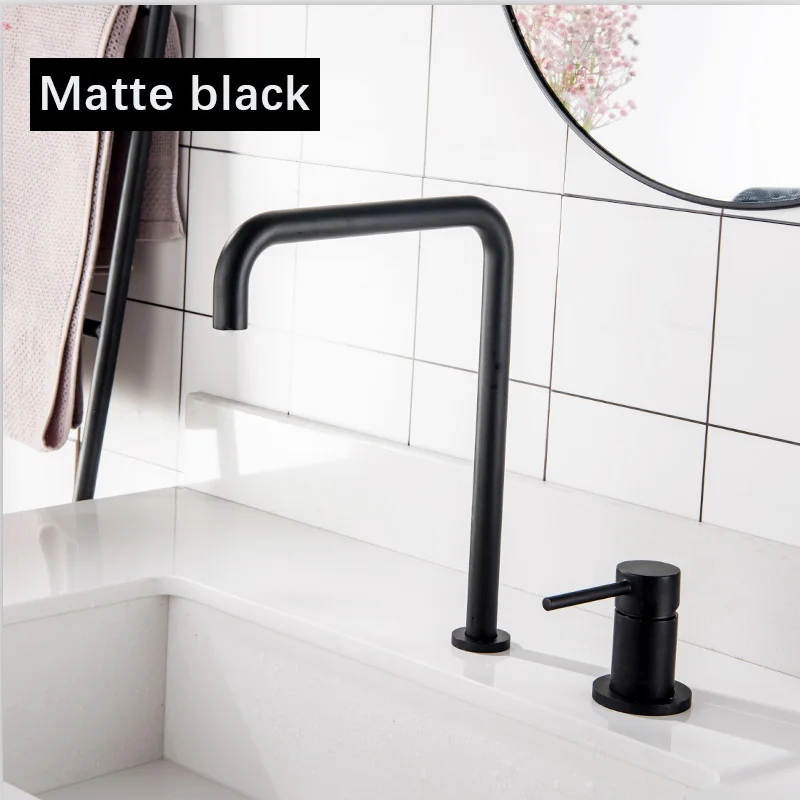 Matte Black Смеситель для ванной комнаты, смеситель для кухонной раковины, Твердый латунный Блестящий Золотой матовый розовый золотой черный хромированный смеситель горячей и холодной воды, кран ML8049 - Цвет: Matte Black