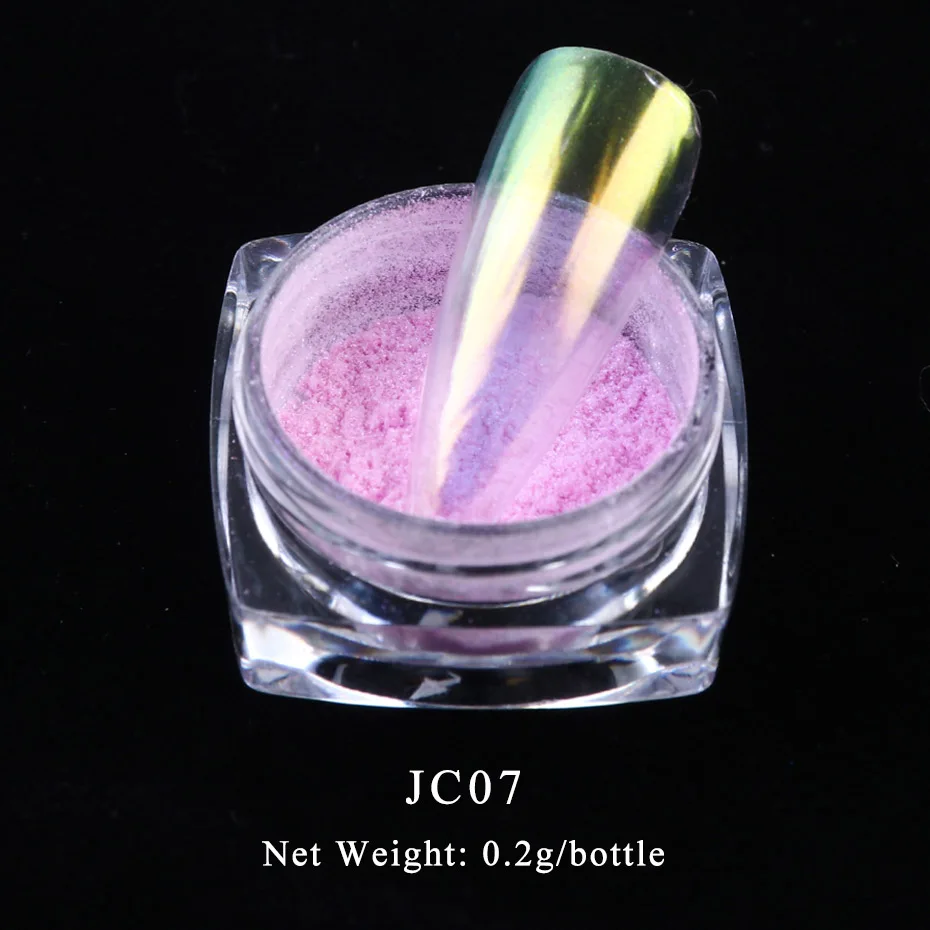 JC07 0,2 г/кор. голографическая Аврора для ногтей блестящая зеркальная пудра Хамелеон прозрачный порошок для ногтей DIY лак для ногтей LYJC01-12 - Цвет: JC07